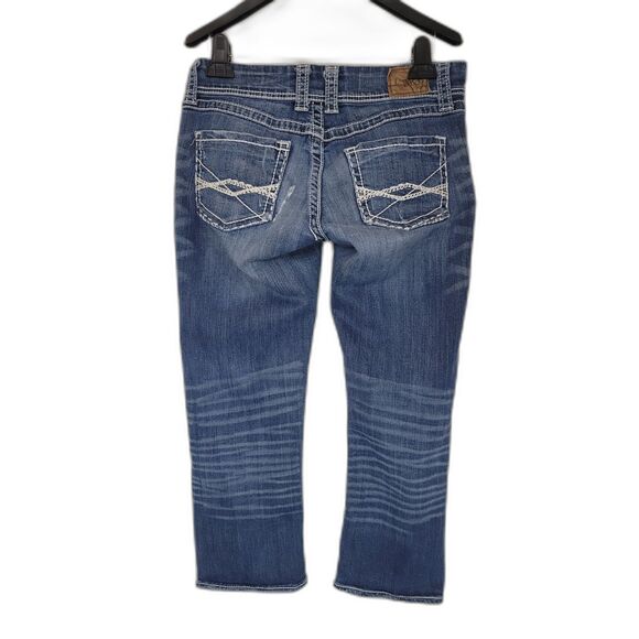 BKE Culture Dark Wash Stonewash Denim Cropped Jeans - Picture 3 of 6
